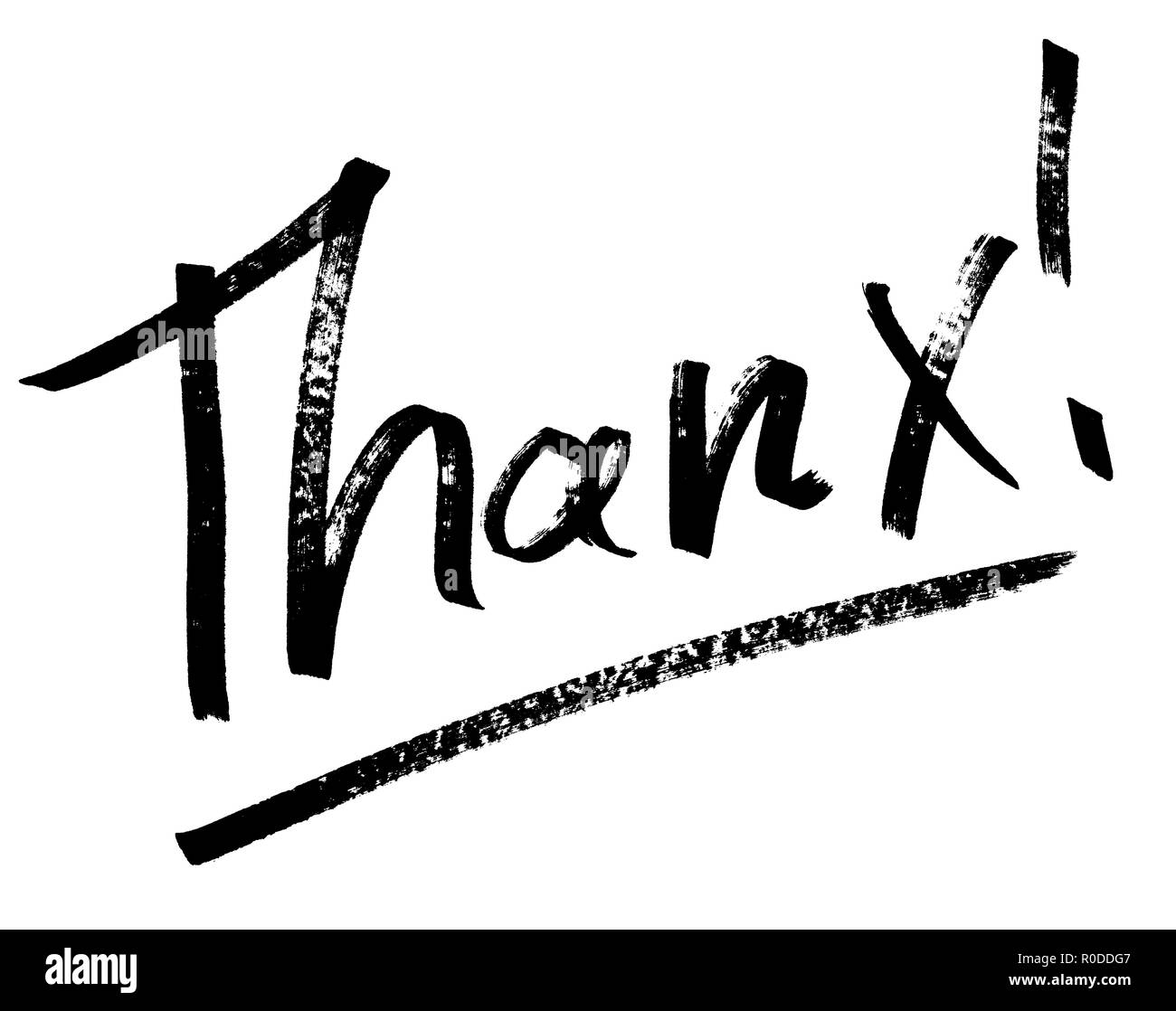 Thanx - Moderna calligrafia, disegnati a mano pennarello scritte Foto Stock