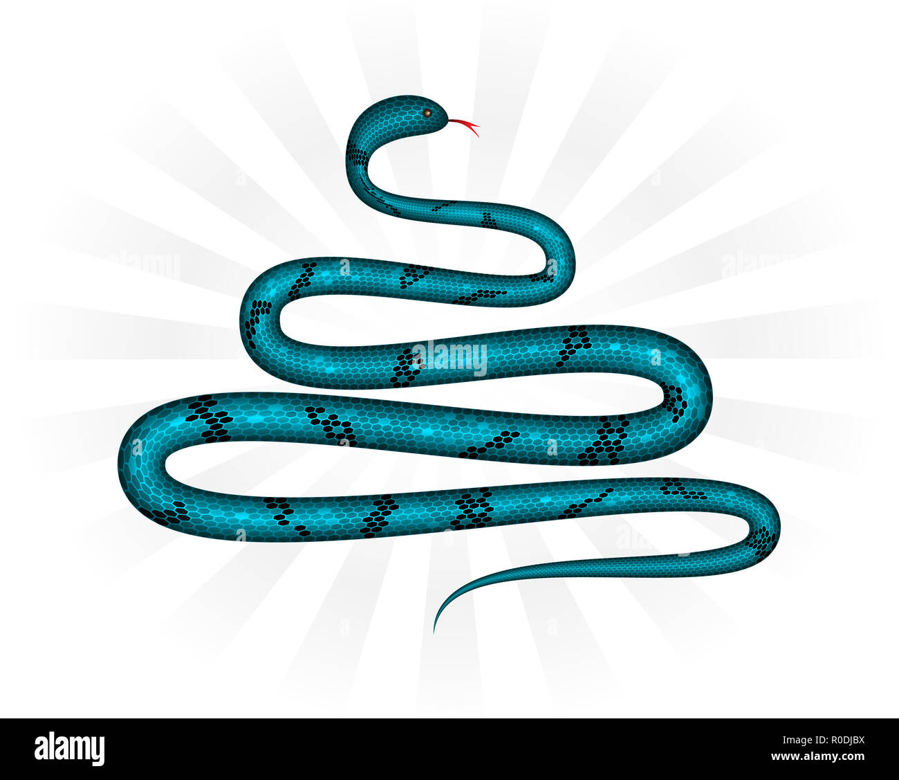 Blu brillante nuovo anno snake come albero di Natale. Illustrazione Vettoriale Foto Stock