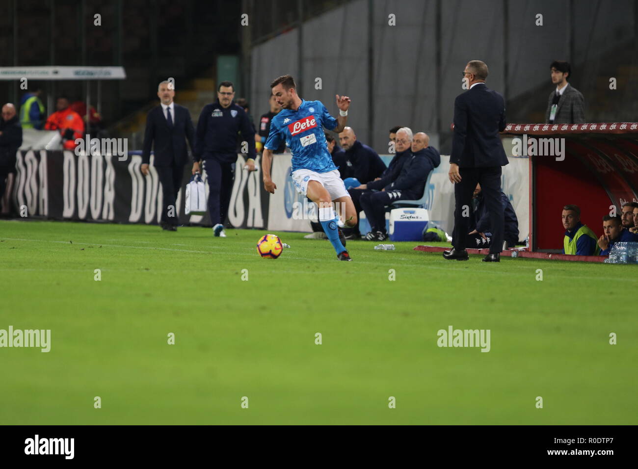 Napoli, Italia. 02Nov, 2018. Azione durante la partita di calcio tra SSC Napoli ed Empoli F.C. allo Stadio San Paolo di Napoli. Napoli ha vinto su Empoli F.C con. 5-1. Credito: Salvatore Esposito/Pacific Press/Alamy Live News Foto Stock