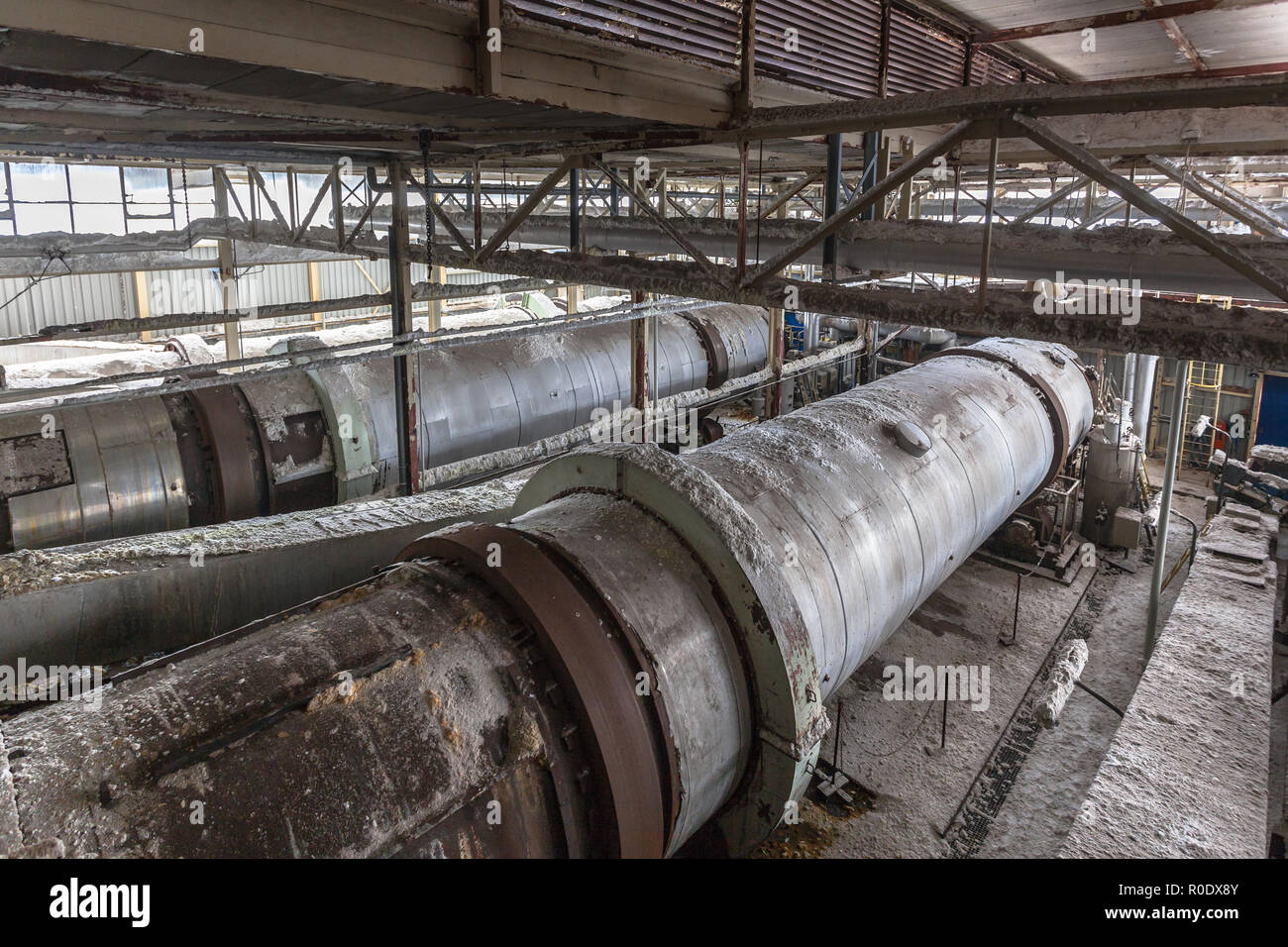 La centrifuga all'interno di un vecchio bicarbonato di soda Factory Foto Stock