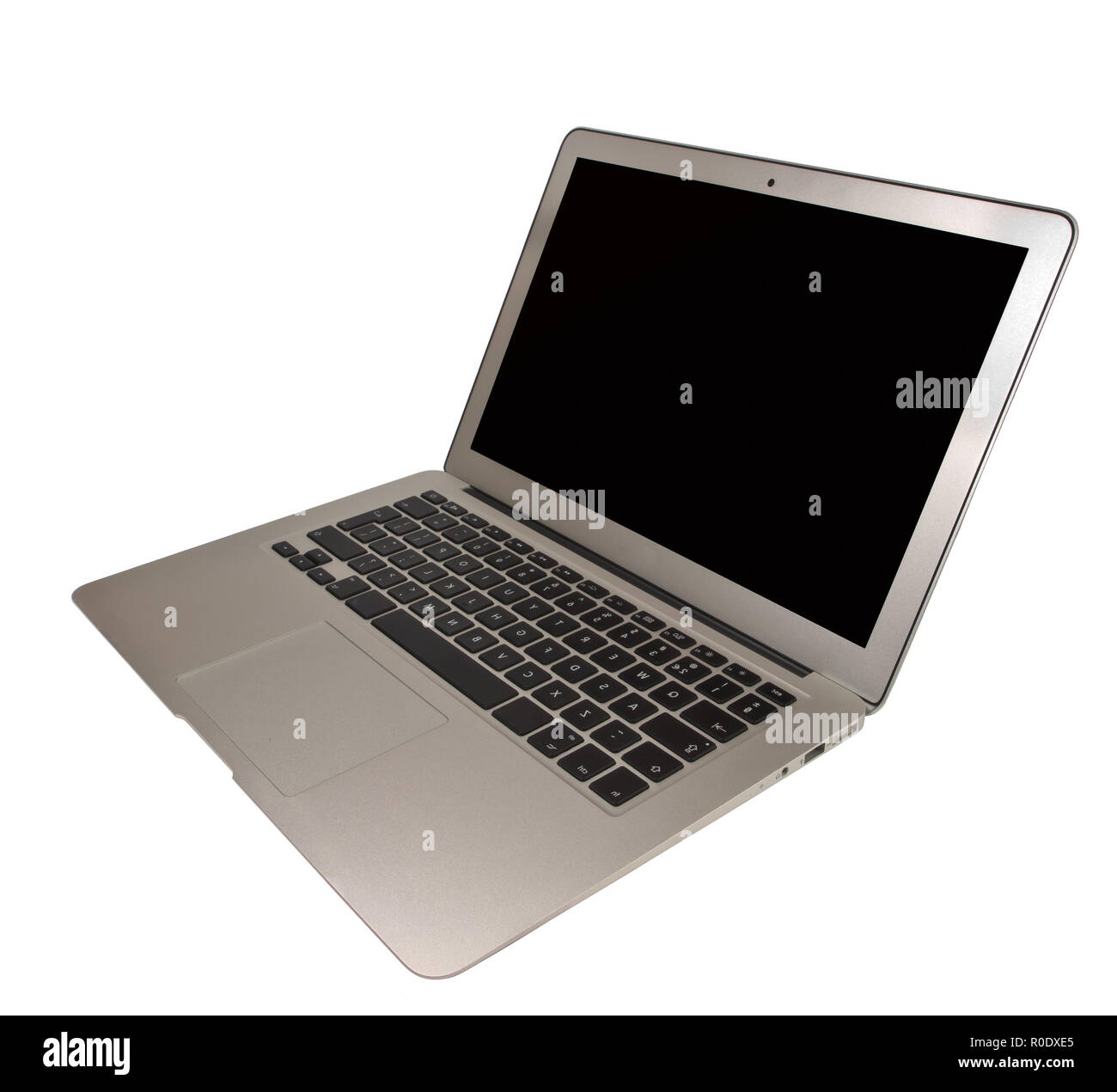 Taglio pulito e moderno ultra sottile computer laptop, isolato su bianco Foto Stock