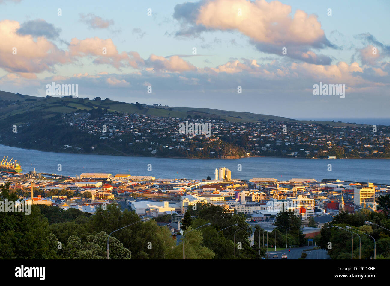 Vista sulla città di Dunedin sull'Isola del Sud della Nuova Zelanda Foto Stock