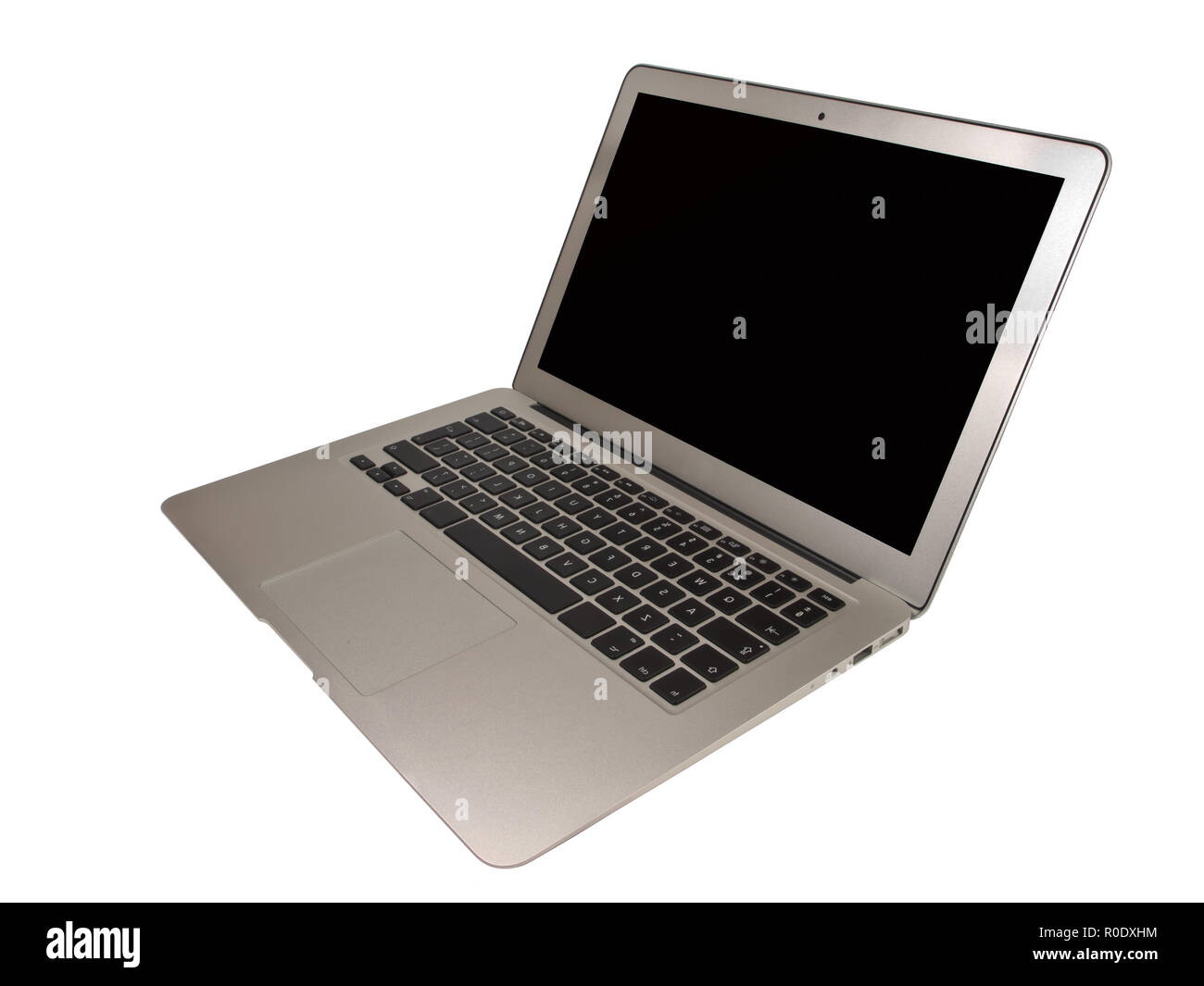 Taglio pulito e moderno ultra sottile computer laptop, isolato su bianco Foto Stock