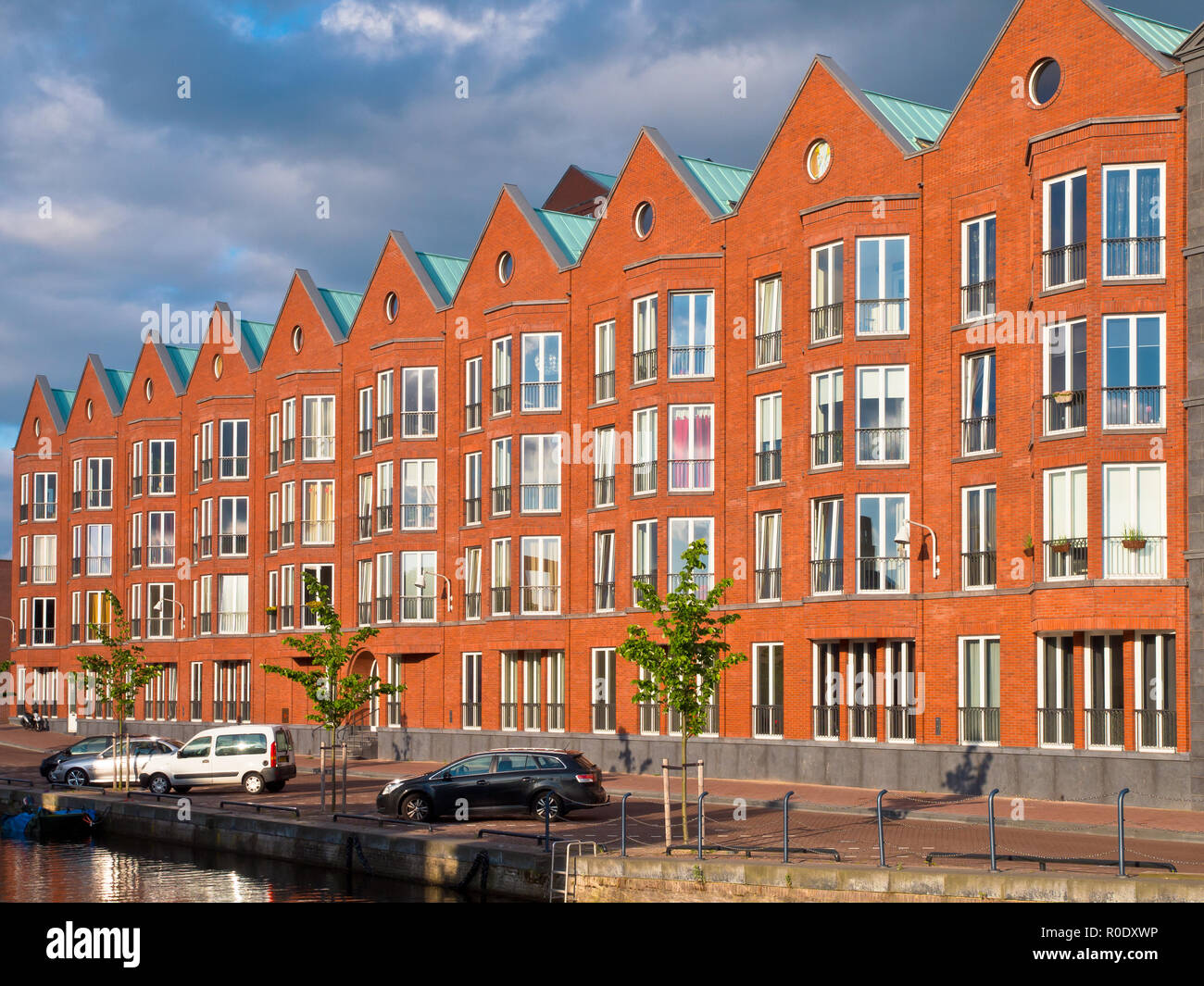 In stile retrò architettura case di Amsterdam Area urbana nei Paesi Bassi Foto Stock