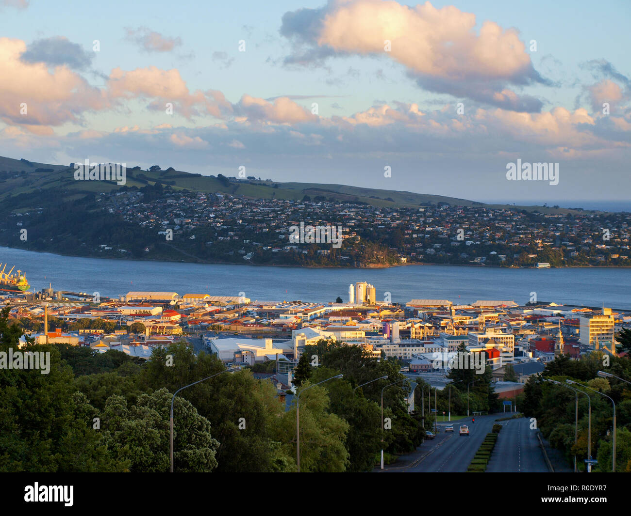 Vista sulla città di Dunedin sull'Isola del Sud della Nuova Zelanda Foto Stock