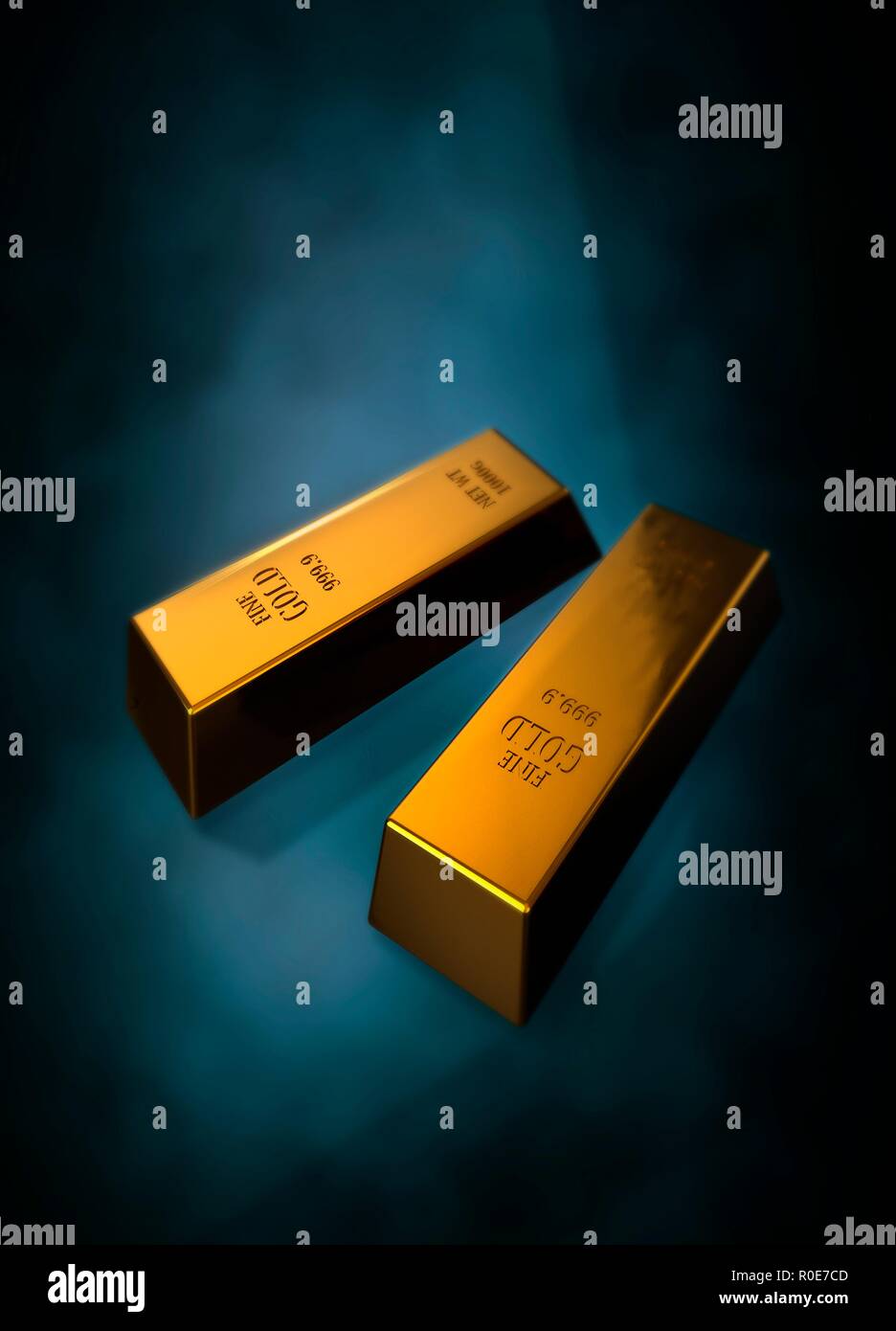 Gold bullion bars, illustrazione. Foto Stock