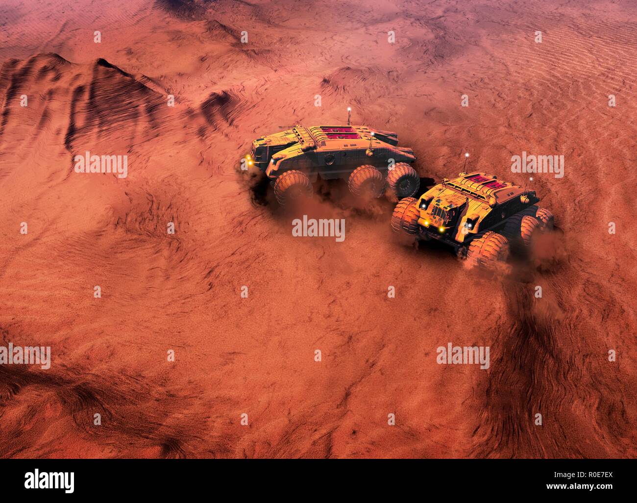 Veicoli spaziali sul pianeta superficie, illustrazione. Foto Stock