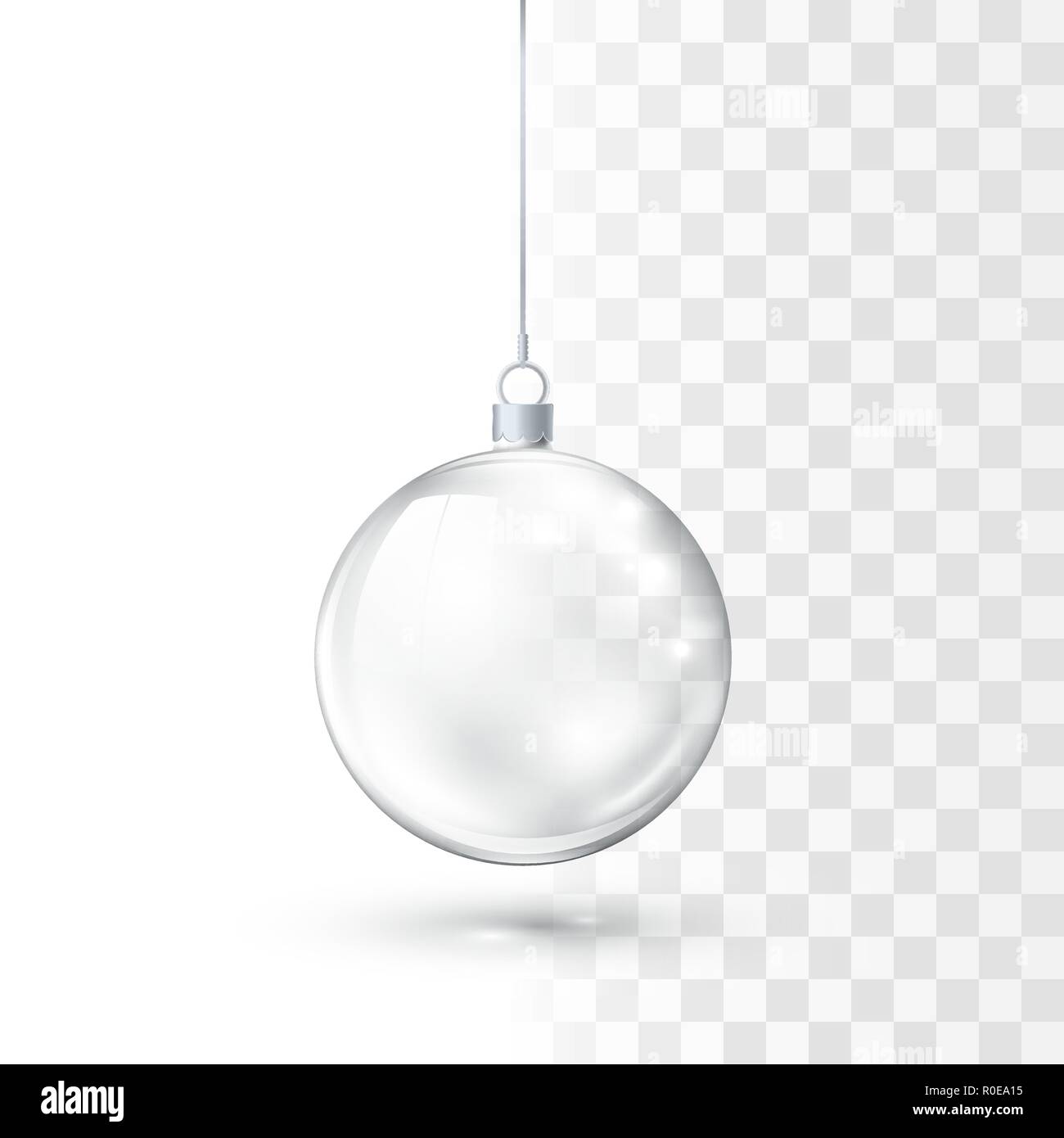 Vetro palla di Natale. Lucida realistico crystal Natale e Anno Nuovo albero giocattolo di decorazione. Illustrazione di vettore isolato su sfondo trasparente Illustrazione Vettoriale