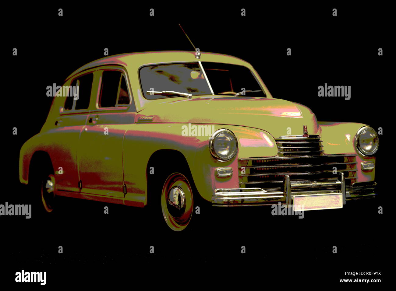 Sovietica auto retrò Gaz M 20 1946 modello anno su sfondo nero Foto Stock