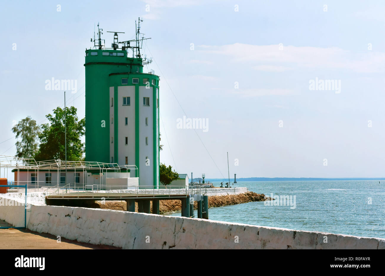 Il 9 agosto, 2018, Baltiysk, la regione di Kaliningrad, Russia, torre pilota Baltiysk, post servizio RAID del Baltico base navale Foto Stock