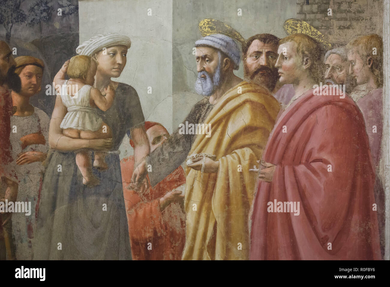 Dettaglio dell'affresco "La distribuzione dei beni e la morte di Anania