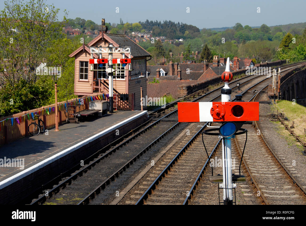 I segnali ferroviari su Severn Valley Railway, Bewdley, Inghilterra Foto Stock