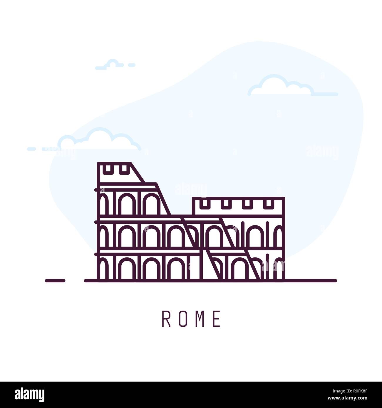 Linea di roma colosseo di stile Illustrazione Vettoriale