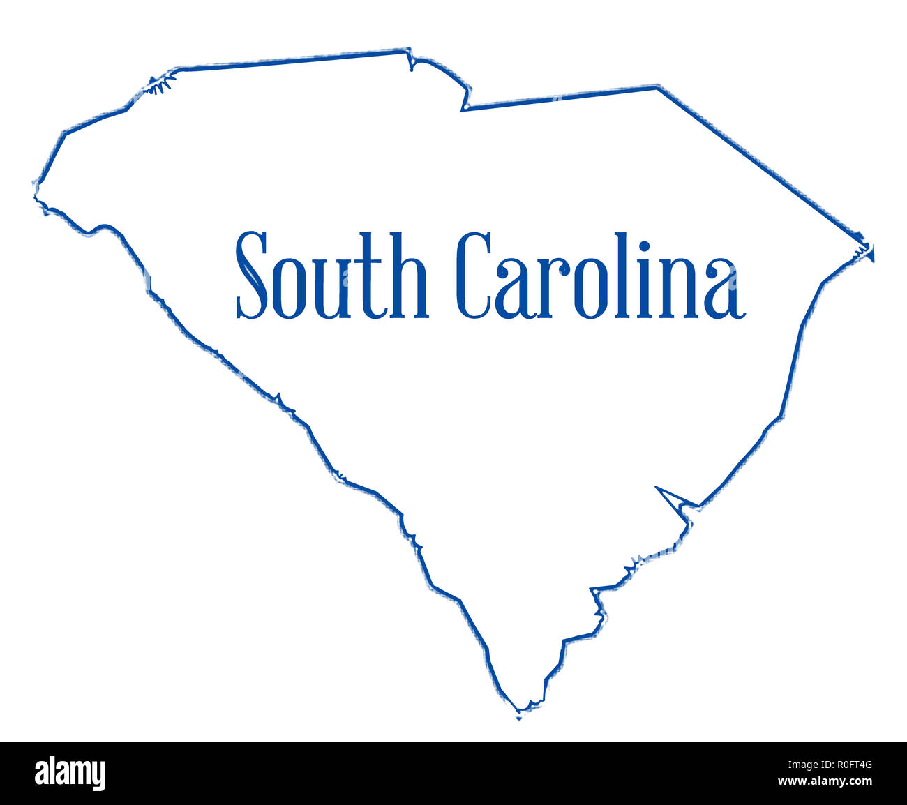 Mappa di contorno dello stato della Carolina del Sud Foto Stock