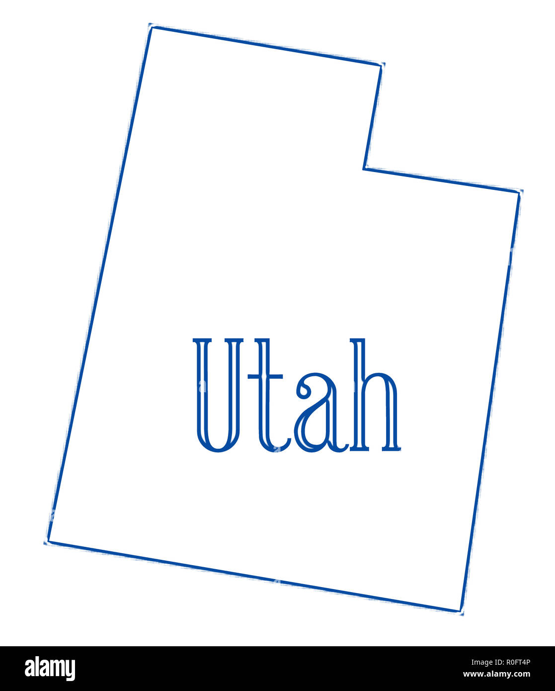 Mappa di contorno di lo stato dello Utah su sfondo bianco Foto Stock