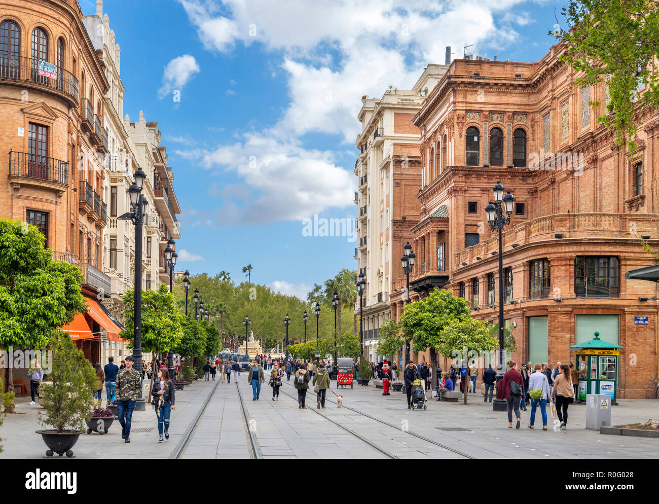 Avenida de la Constitucion, Siviglia ( Sevilla ), Andalusia, Spagna Foto Stock