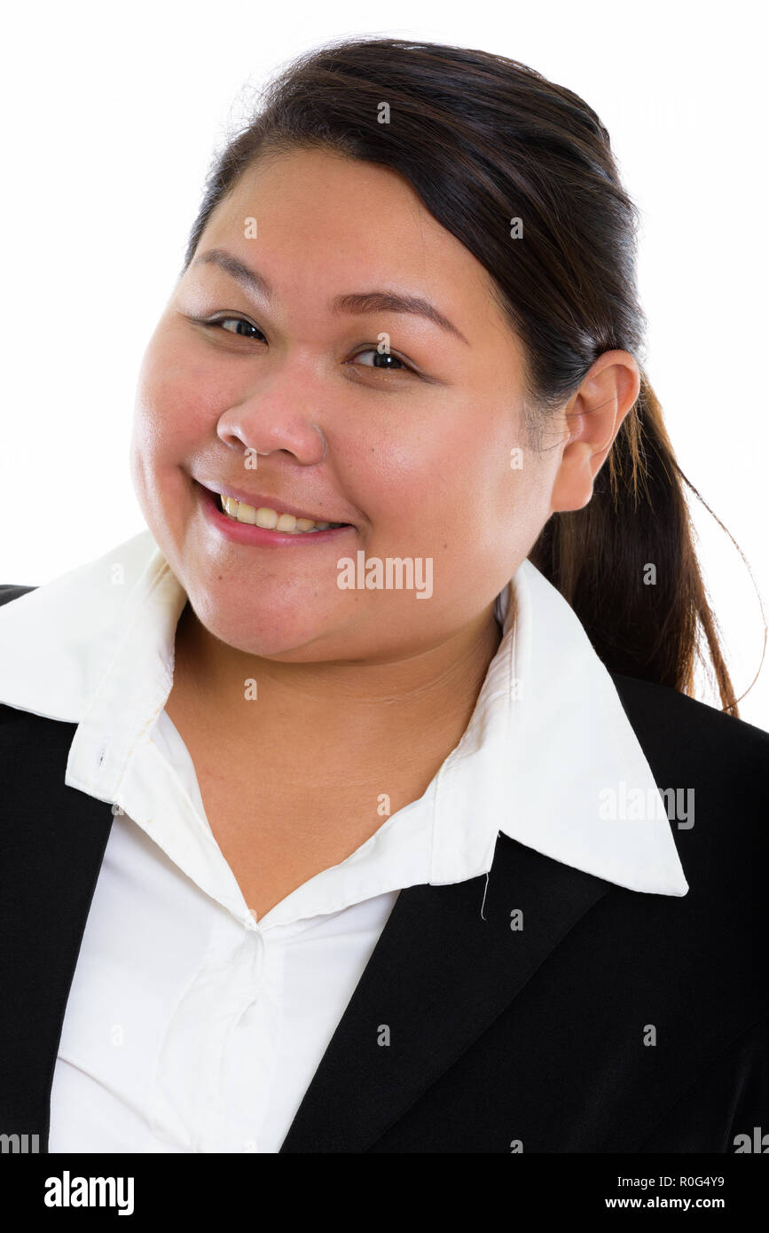 Volto del giovane felice fat Asian imprenditrice sorridente Foto Stock