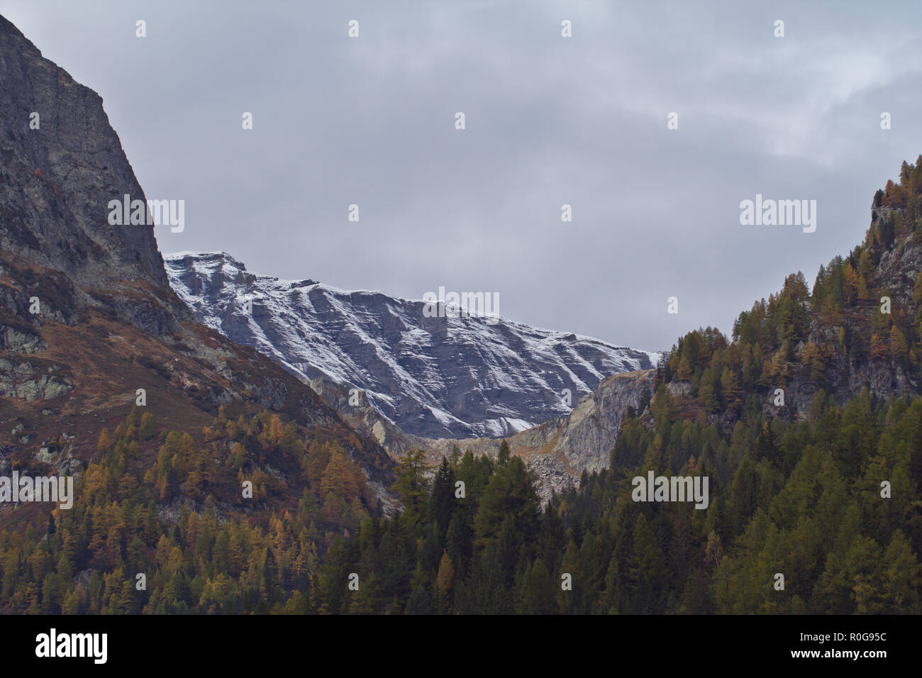 Le Alpi sono la più alta e la più ampia gamma di montagna sistema che giace interamente in Europa, si allunga per circa 1.200 chilometri. Foto Stock