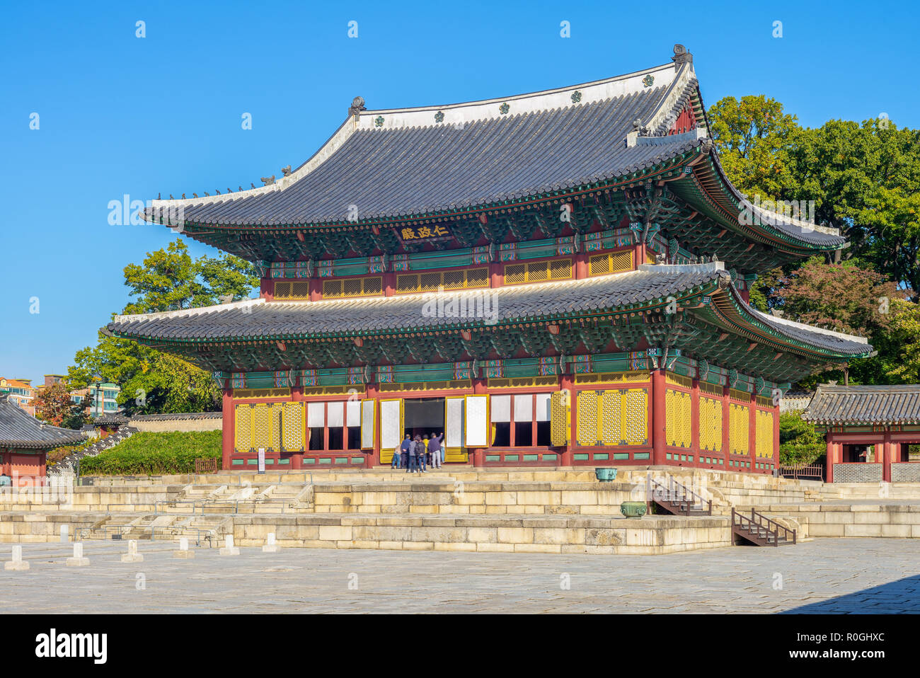 Injeongjeon, sala principale di Changdeokgung, Seoul Foto Stock