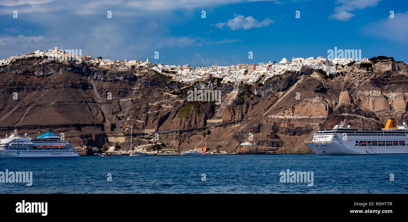 Prima del tramonto, Thera Village, Santorini, Grecia Foto Stock