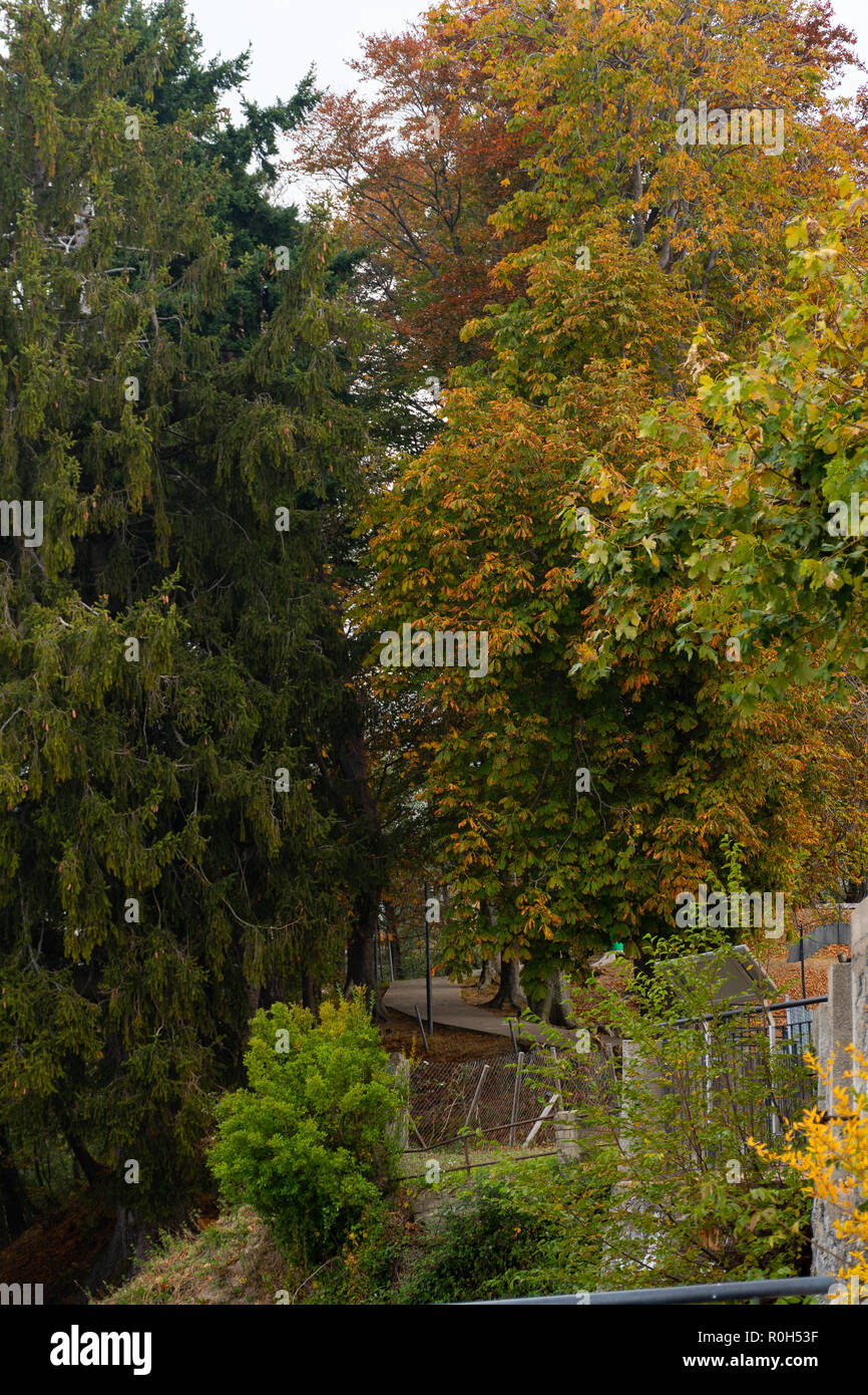 Opinioni su parchi e villaggi di autunno - Blick auf Parks und Herbstdörfer - Viste su parchi e villaggi autunnali Foto Stock