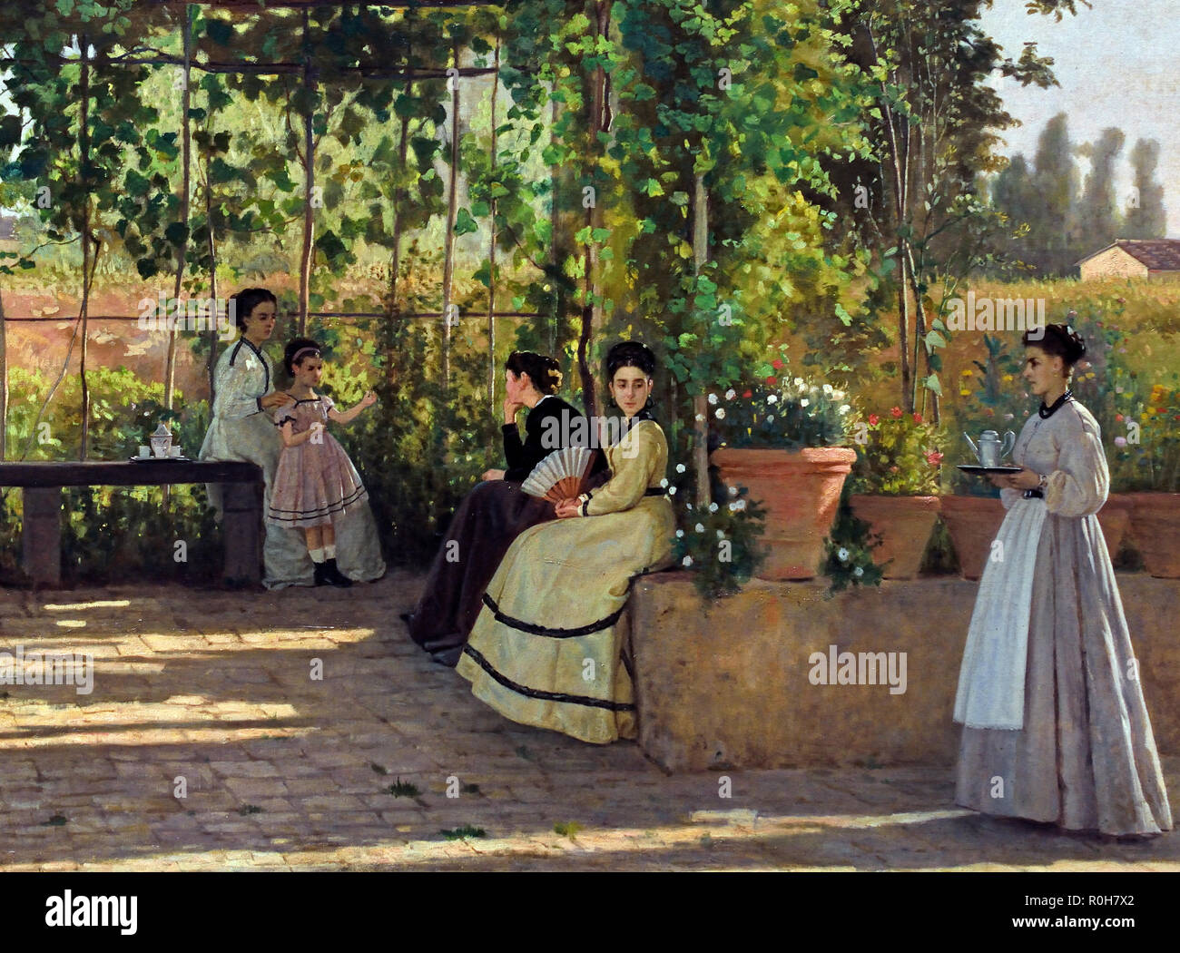 Un pomeriggio (La Pergola)1868 da Silvestro Lega,del XIX secolo, l'Italia,  italiano Foto stock - Alamy