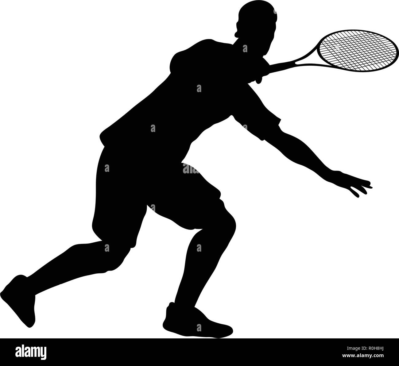 Silhouette di tennis. Nero su bianco. Illustrazione Vettoriale. Illustrazione Vettoriale