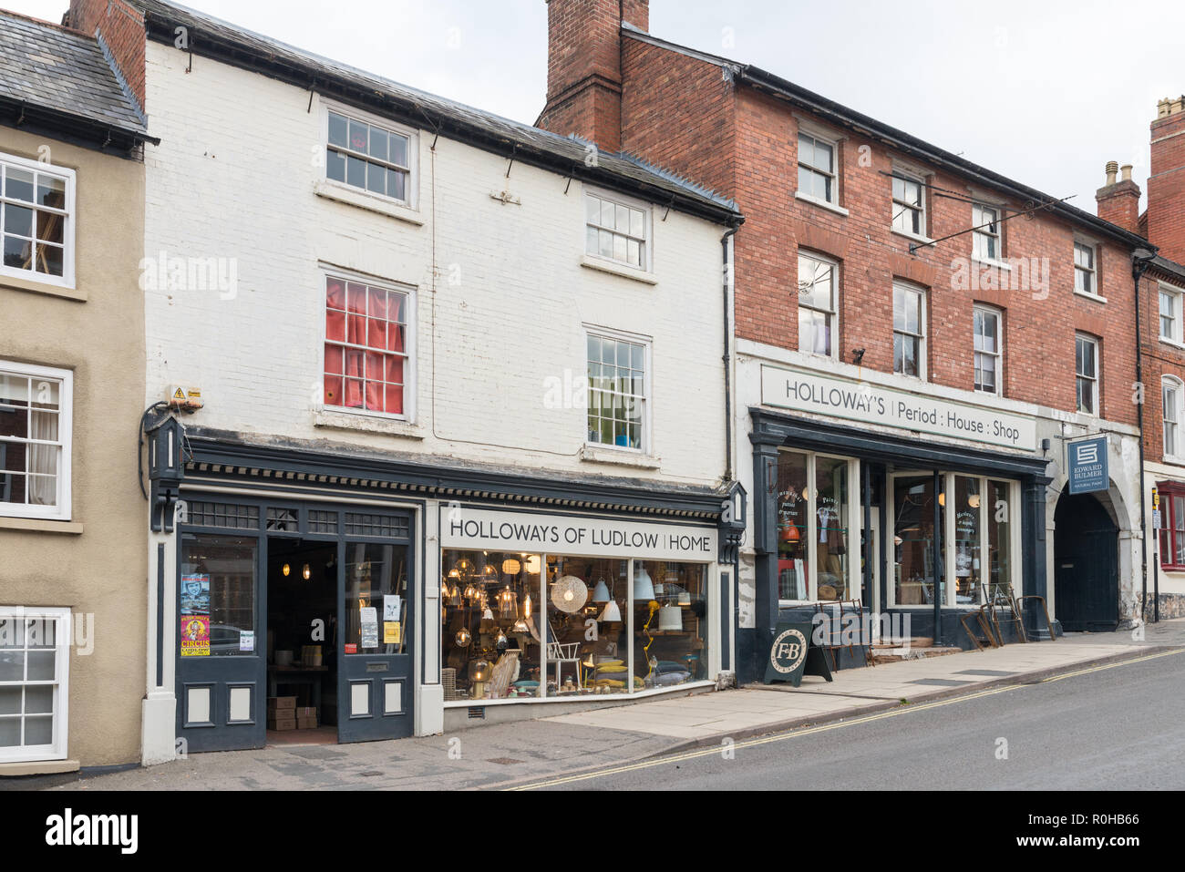 Famoso Holloways di Ludlow periodo house e homewards shop a Ludlow, Shropshire Foto Stock
