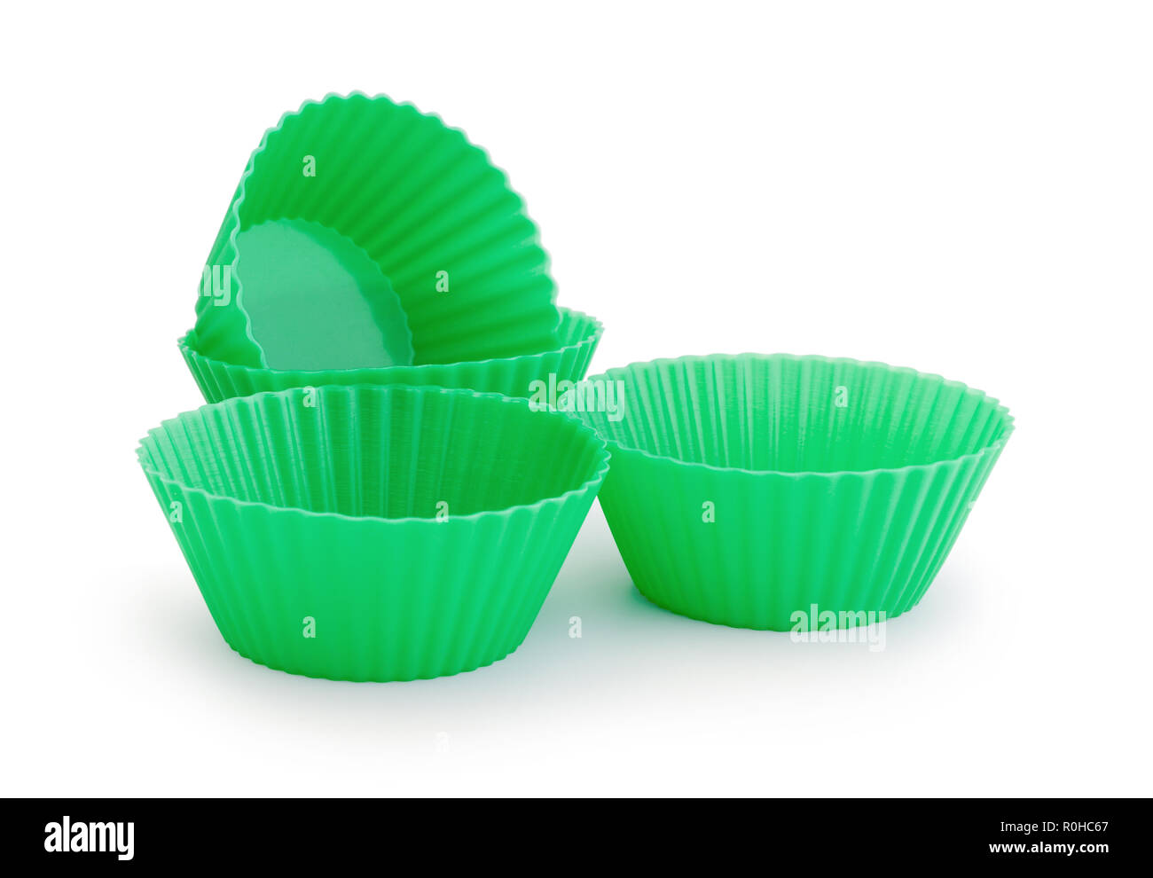 Stampi in silicone per muffin isolati su sfondo bianco Foto Stock