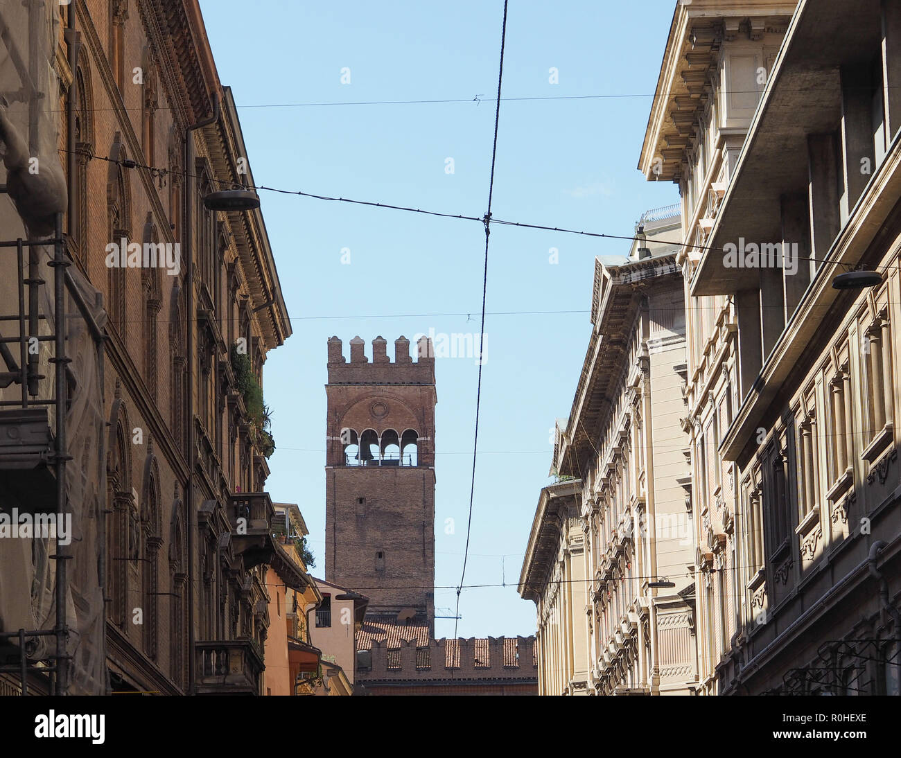 Vista del centro storico di Bologna, Italia Foto Stock