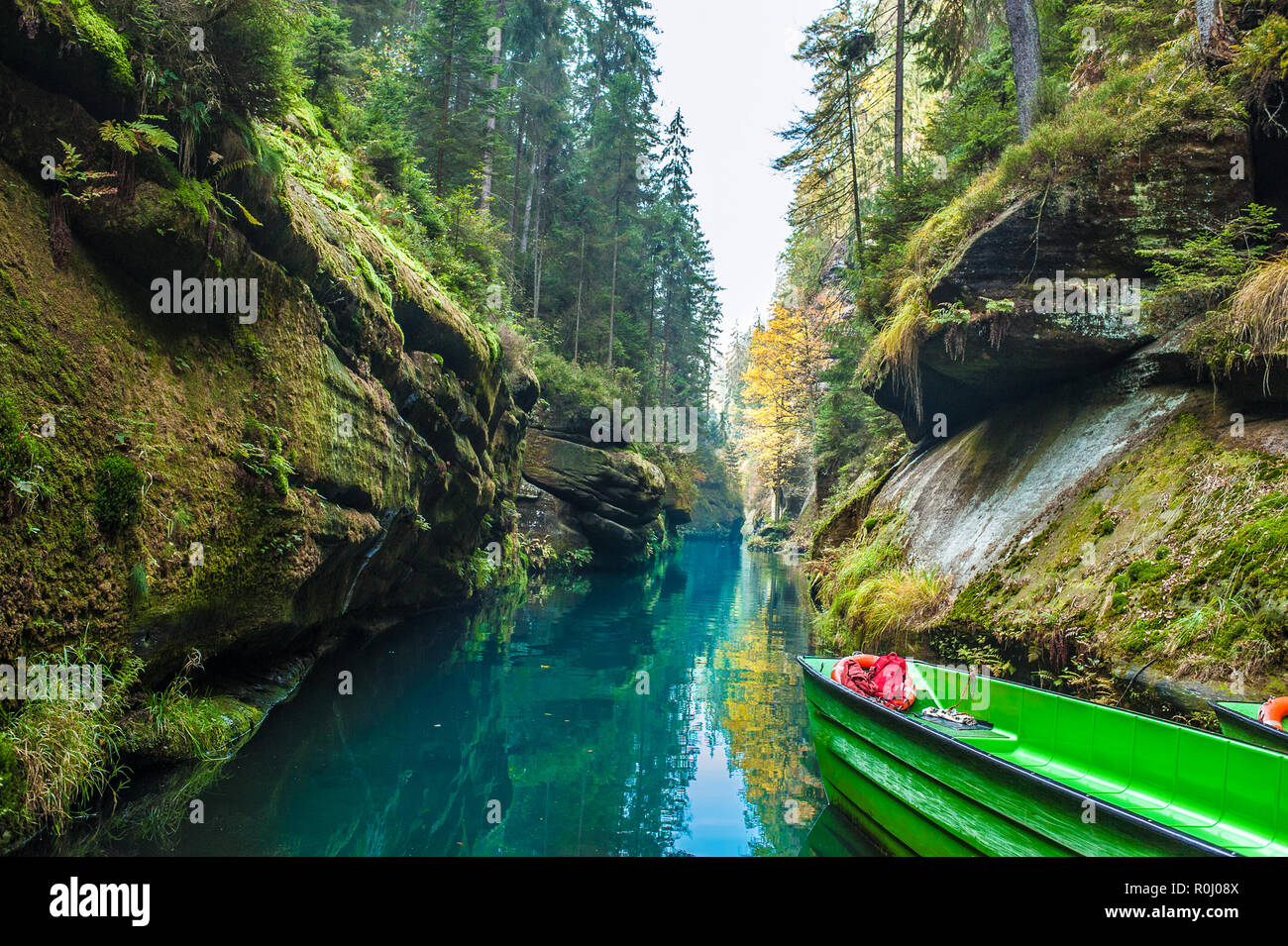 Una vista pittoresca del Hrensko National Park, situato nella Svizzera boema, Repubblica Ceca Foto Stock