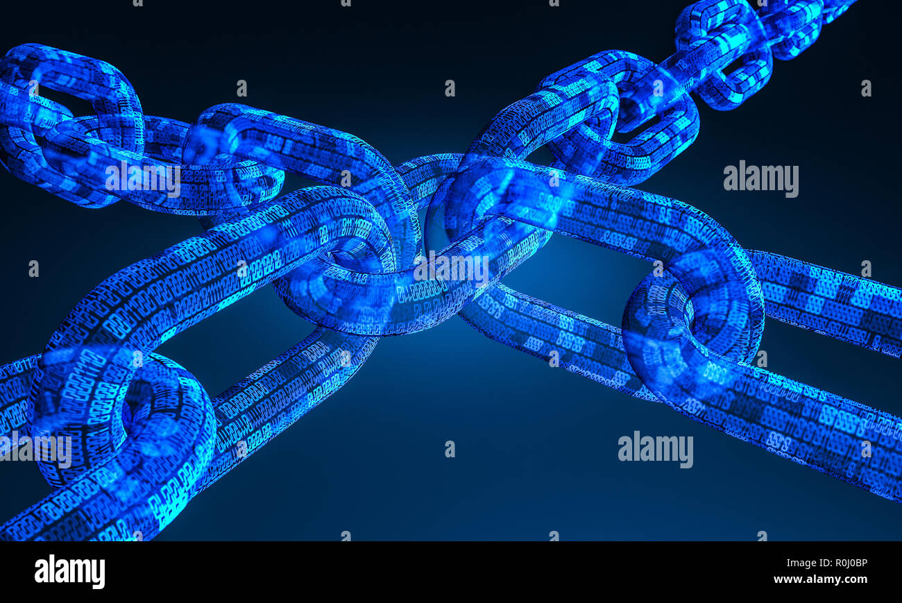 Concetto di blockchain 3d rendering immagine Foto Stock