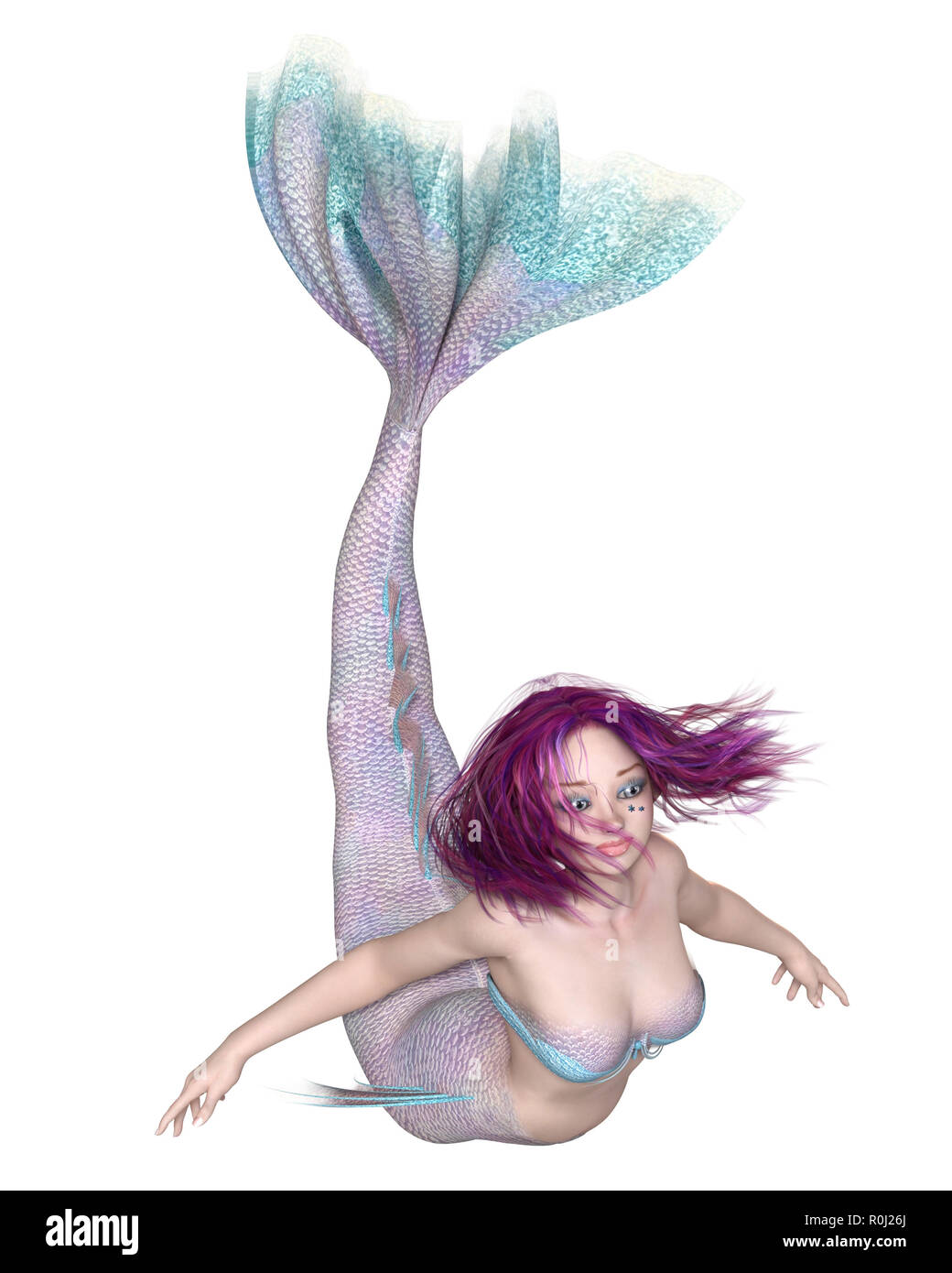 Bella rosa e blu piscina Mermaid in avanti Foto Stock