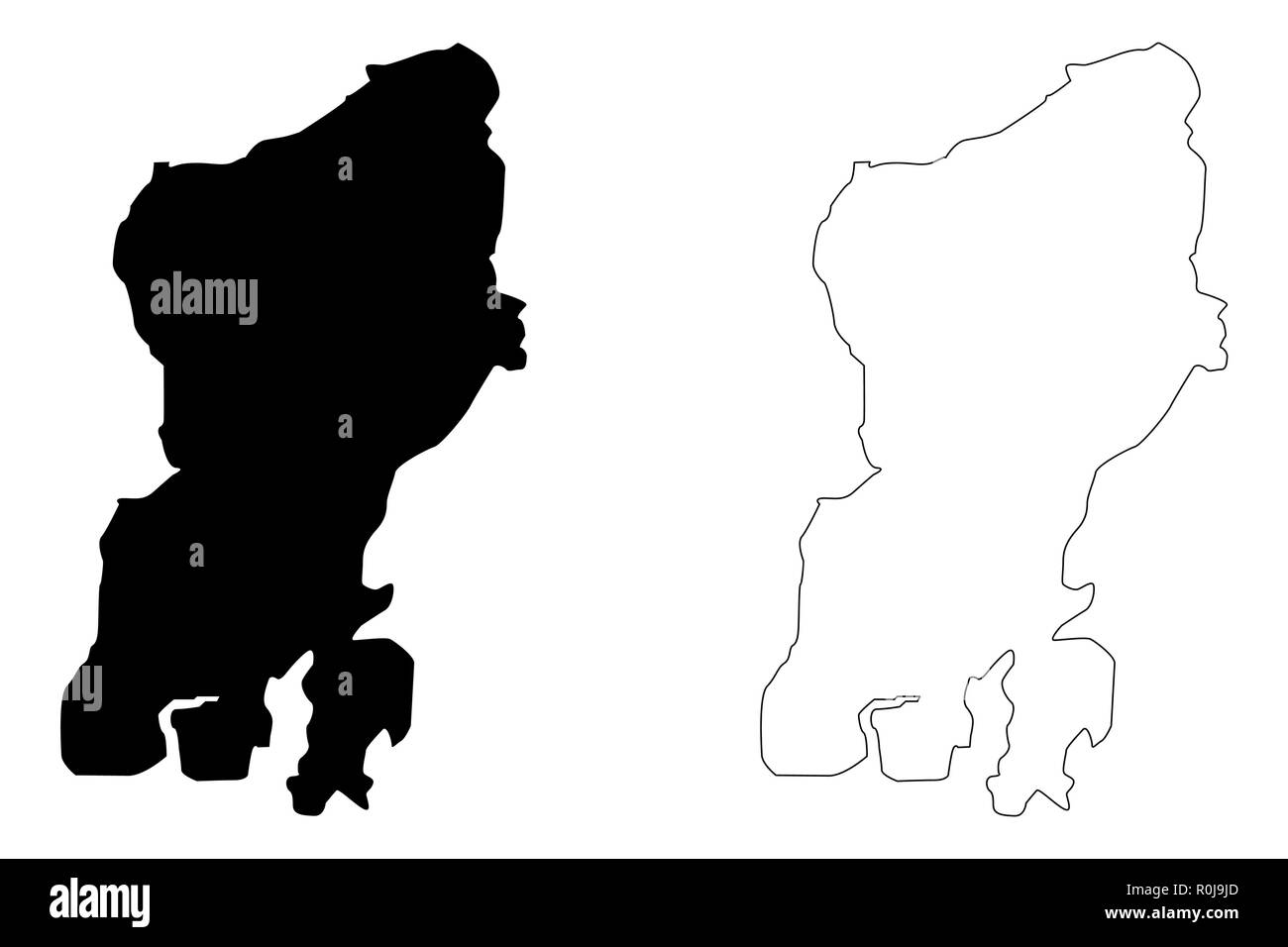 Muna Island (suddivisioni di Indonesia, Province di Indonesia) mappa illustrazione vettoriale, scribble schizzo Muna mappa Illustrazione Vettoriale