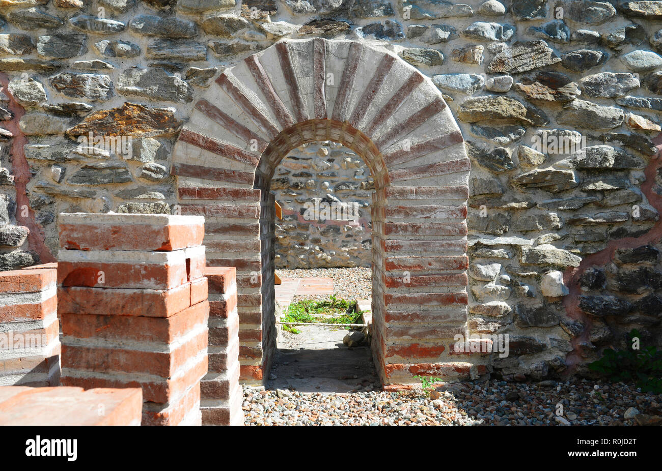 Drobeta Turnu Severin city Roman Fort rovine architettura dettaglio Foto Stock