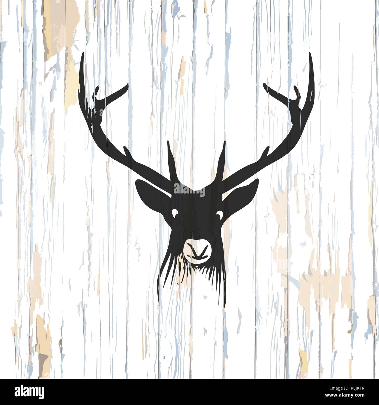 Vintage deer icona su legno. Illustrazione Vettoriale. Illustrazione Vettoriale