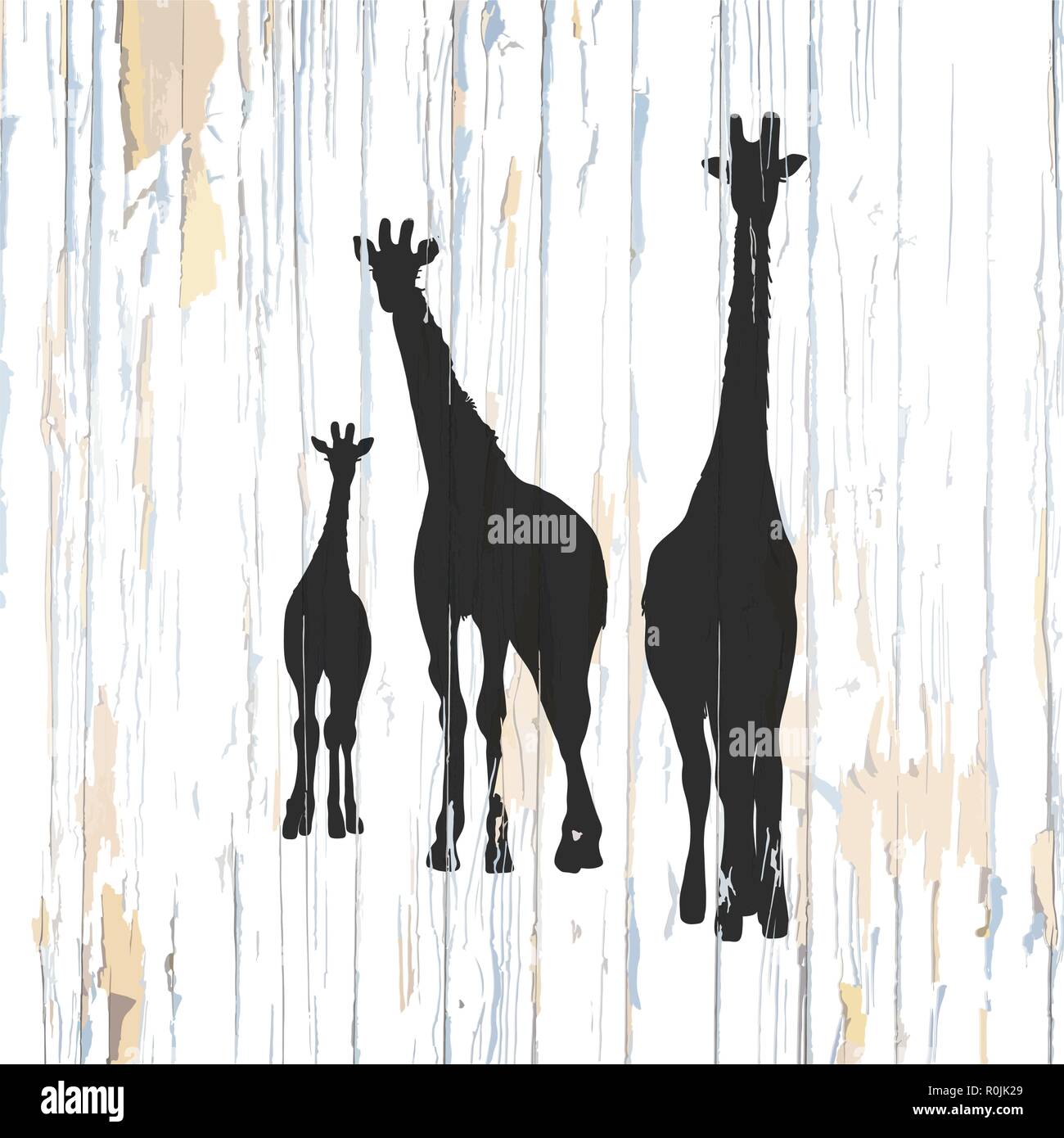 La giraffa icone sullo sfondo di legno. Illustrazione Vettoriale. Illustrazione Vettoriale