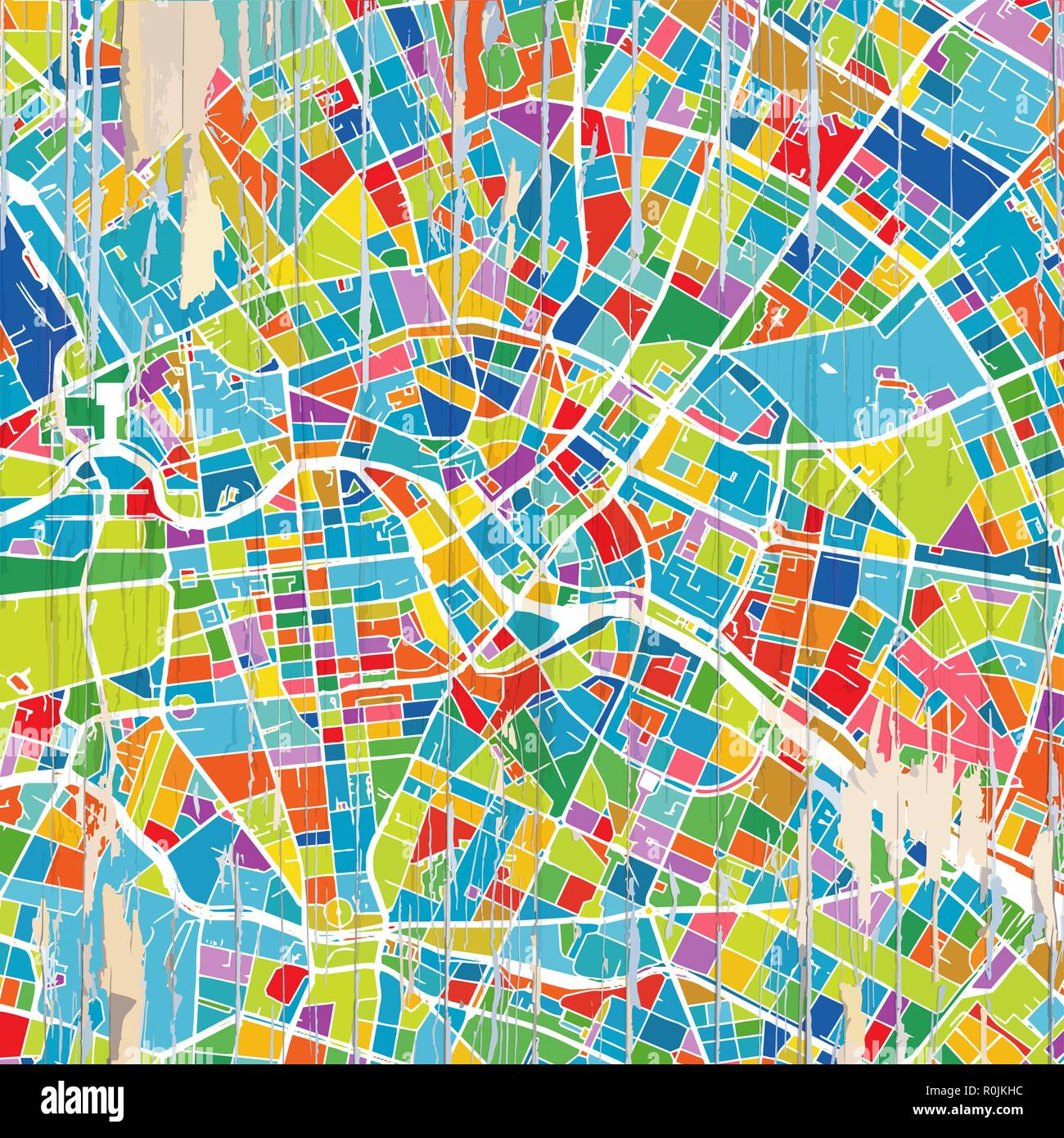 Colorata mappa di Berlino. Vintage map serie. Illustrazione Vettoriale