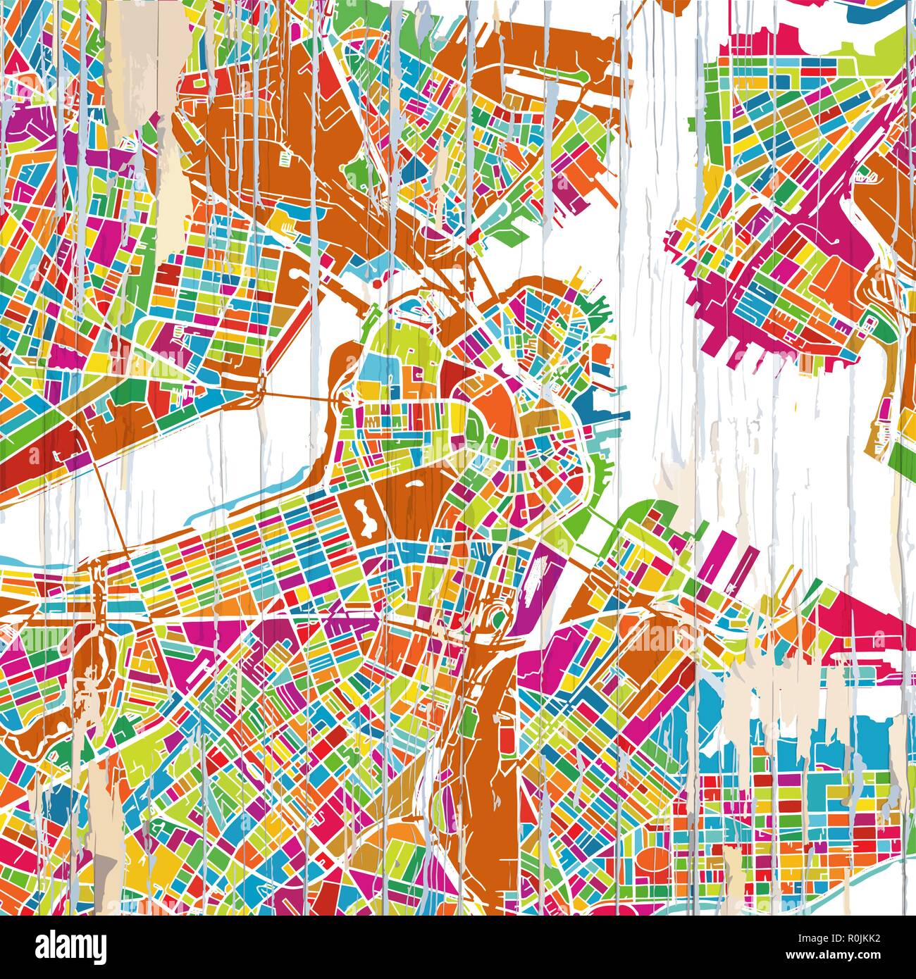 Boston mappa colorati. Vintage map serie. Illustrazione Vettoriale