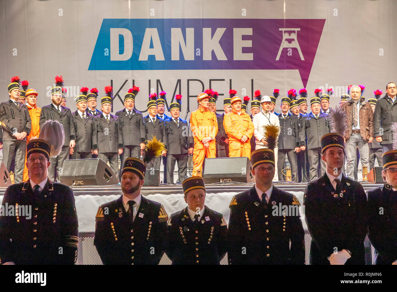 Ringrazio il minatore, un cittadino parte addio alle miniere di carbone in Germania, organizzato dalla RAG, carbone della Ruhr AG, in 5 località della Ruhr, qui all'Zollv Foto Stock