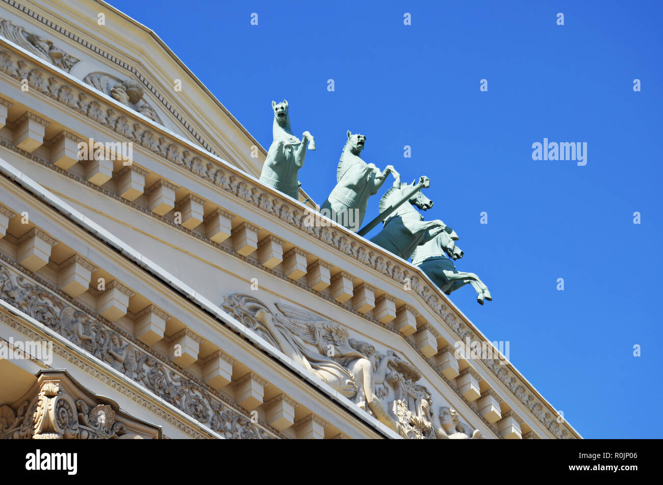 Facciata del grande teatro di Mosca, Russia. Immagine di stock Foto Stock