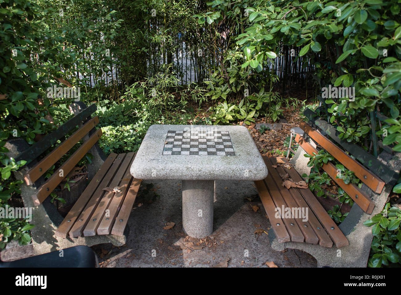 Scene dal M'Finda Kalunga comunità giardino su Manhattan Lower East Side. Foto Stock
