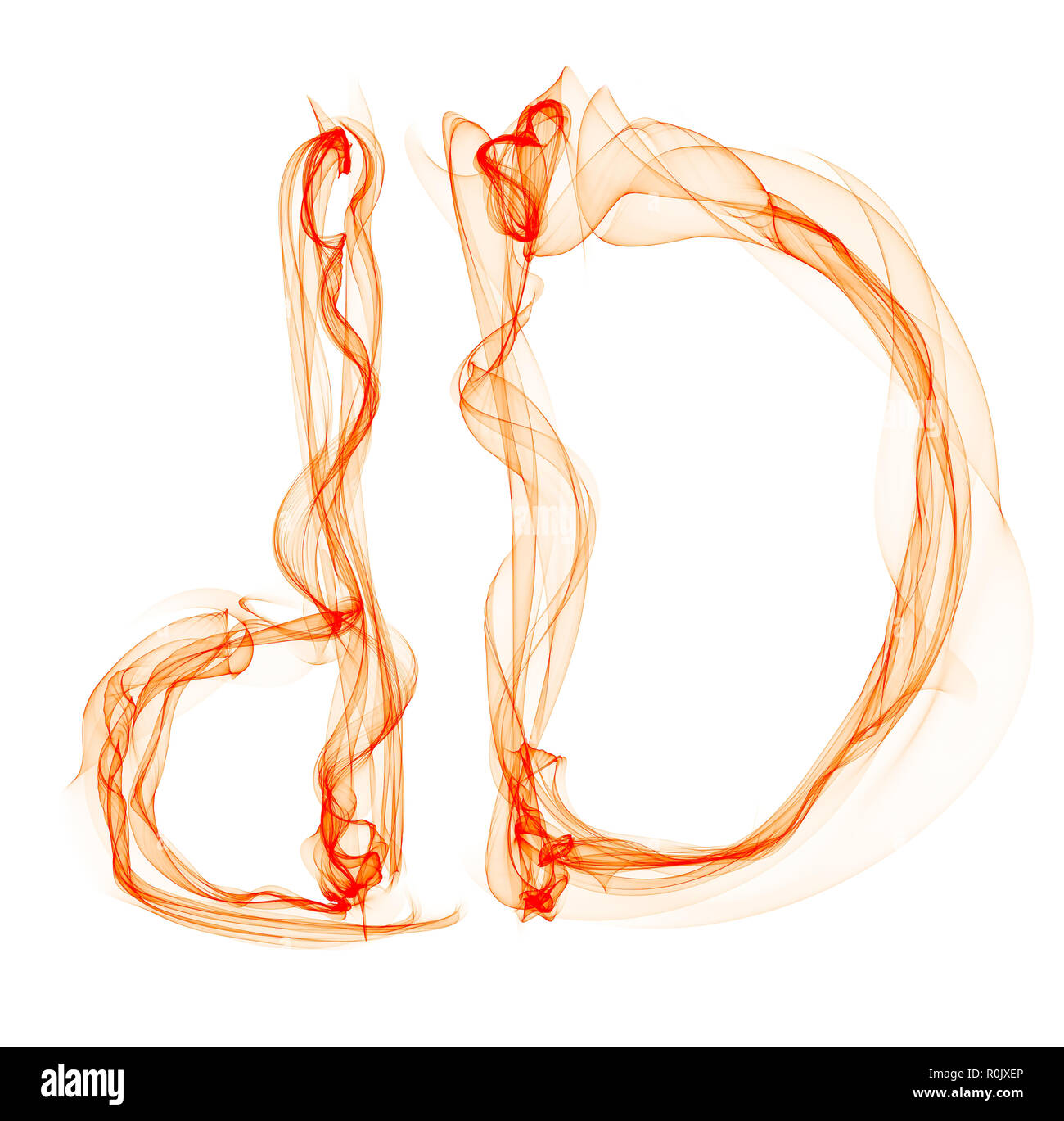D lettera fatta di fuoco Foto Stock