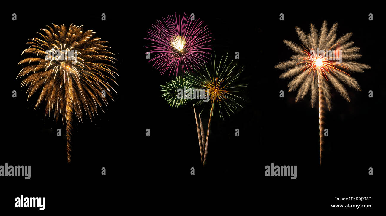 Fuochi d'artificio celebrazione, Nuovo Anno coloratissimi fuochi d'artificio Foto Stock