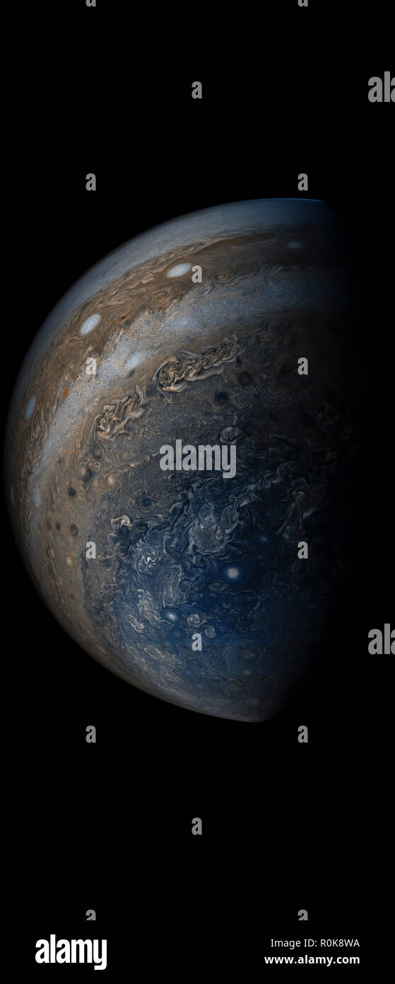 Colore avanzata vista del pianeta Giove tempesta atmosfera. Foto Stock