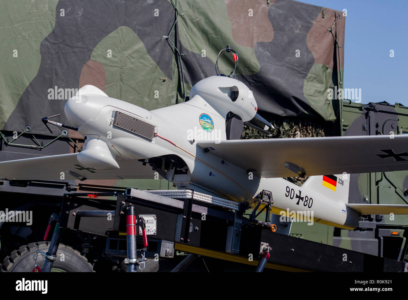 Luna drone delle forze tedesche con veicolo lanciatore. Foto Stock