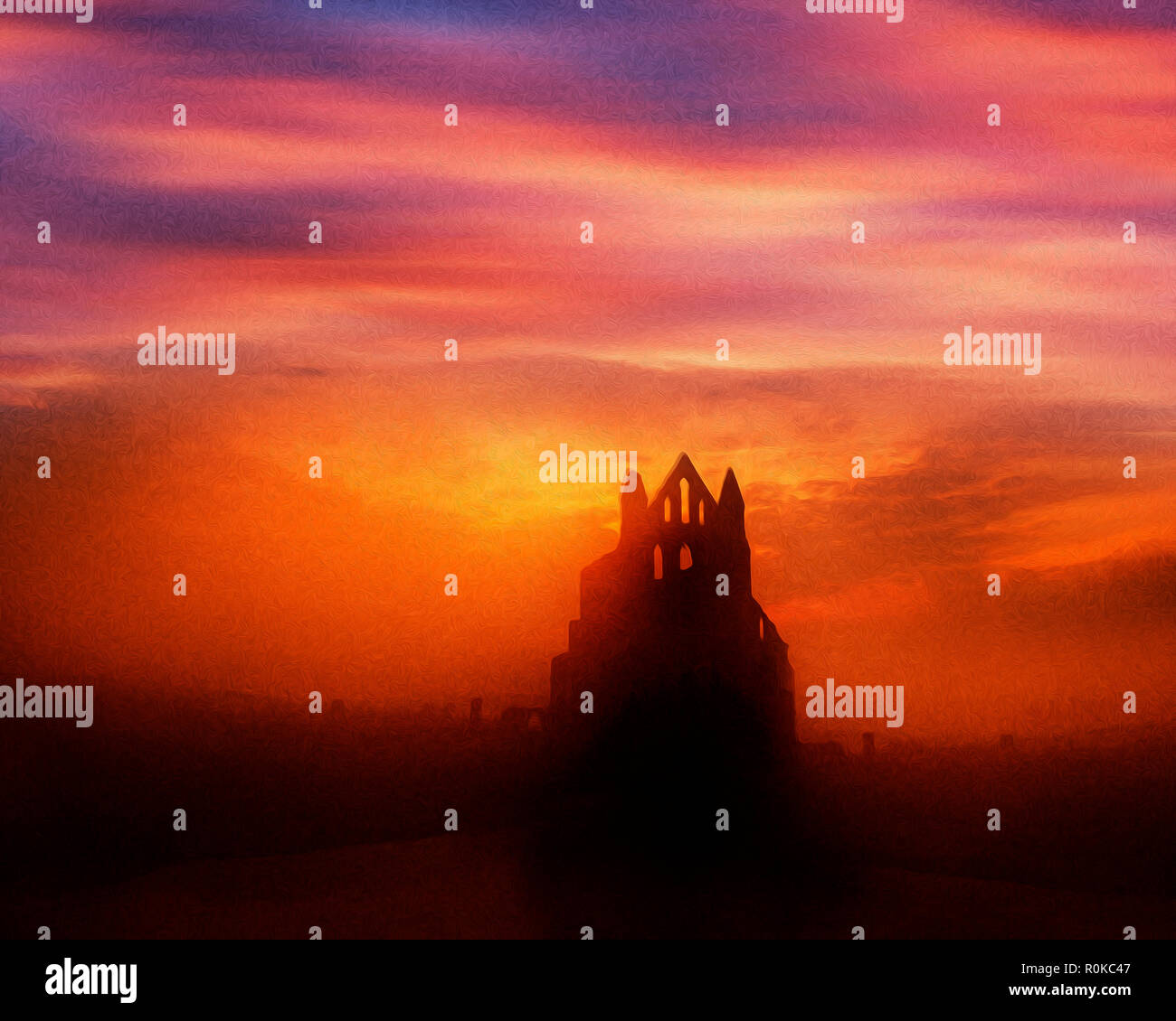Arte digitale: Whitby Abbey, North Yorkshire, Gran Bretagna Foto Stock