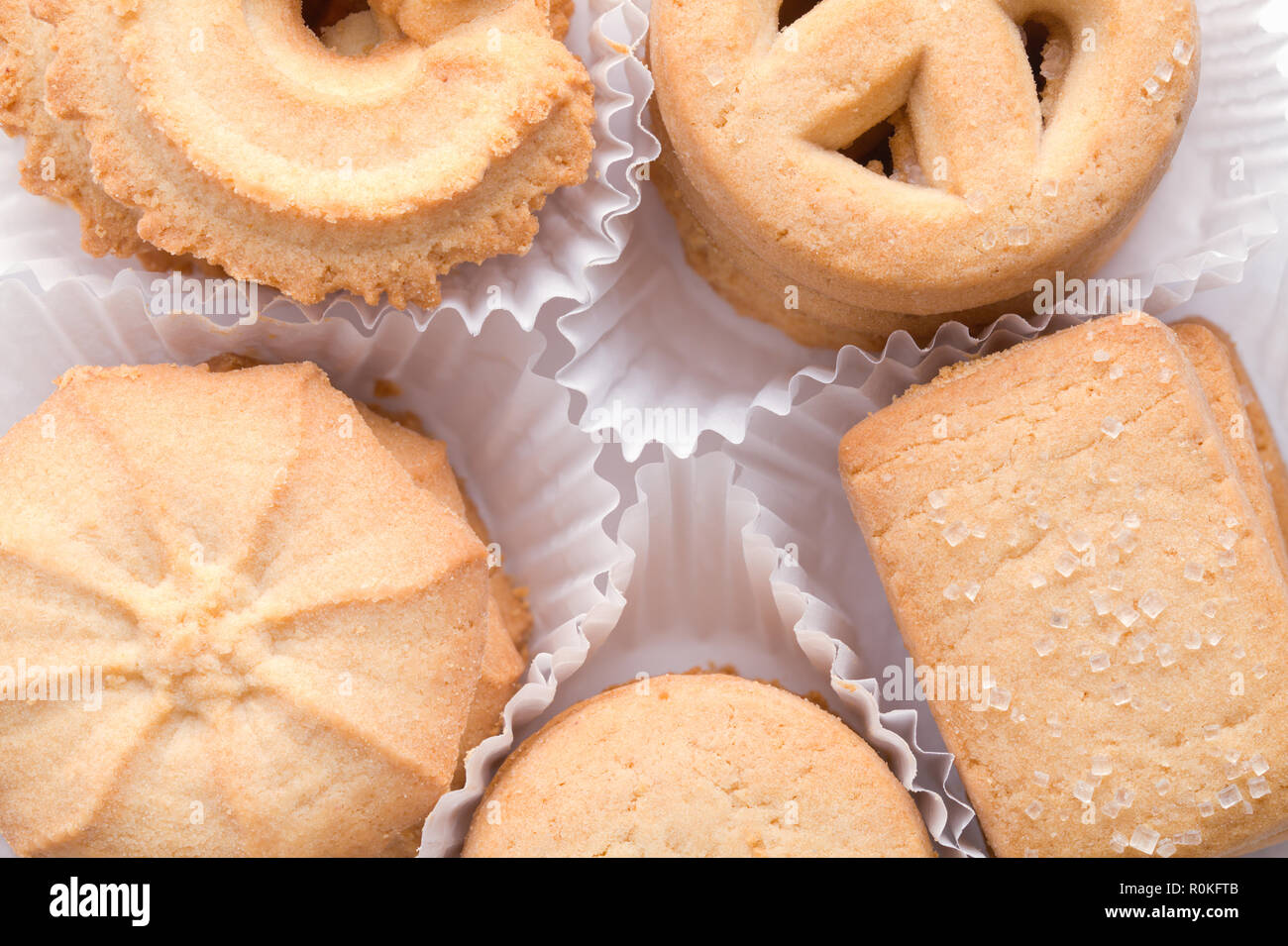 Pila di burro danese tè biscotto cookie. Foto Stock