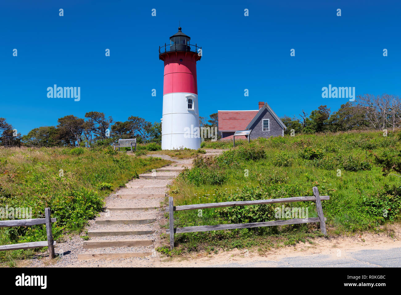 Nauset Beach faro di luce, Cape Cod, Massachusetts Foto Stock