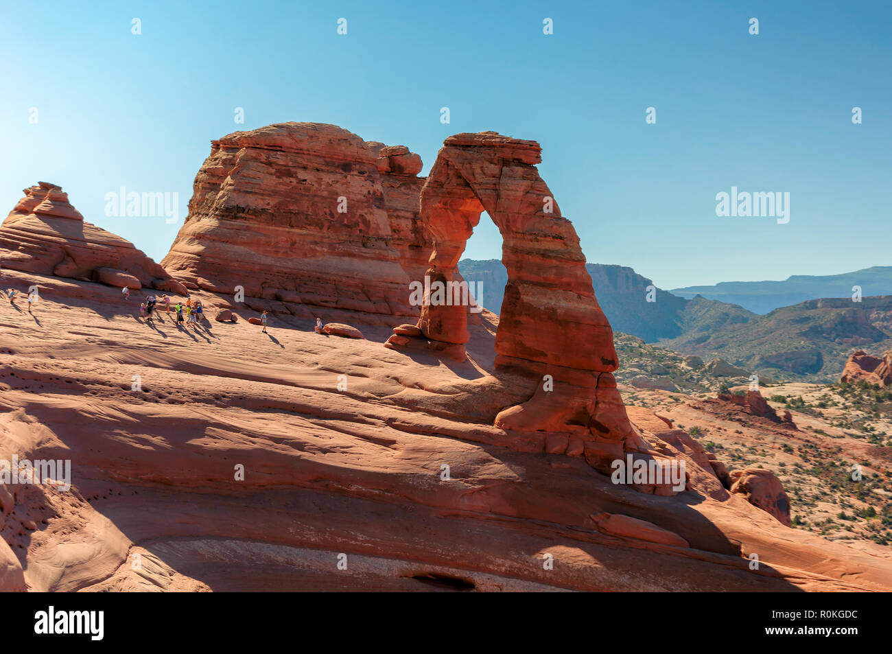 Delicate Arch nel Parco Nazionale Arches, Utah, Stati Uniti d'America Foto Stock